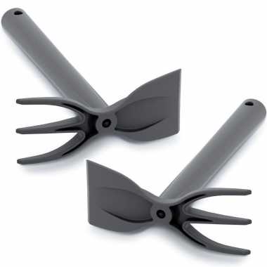 Set van 2x stuks zwarte kunststof hark/schoffel 29 cm